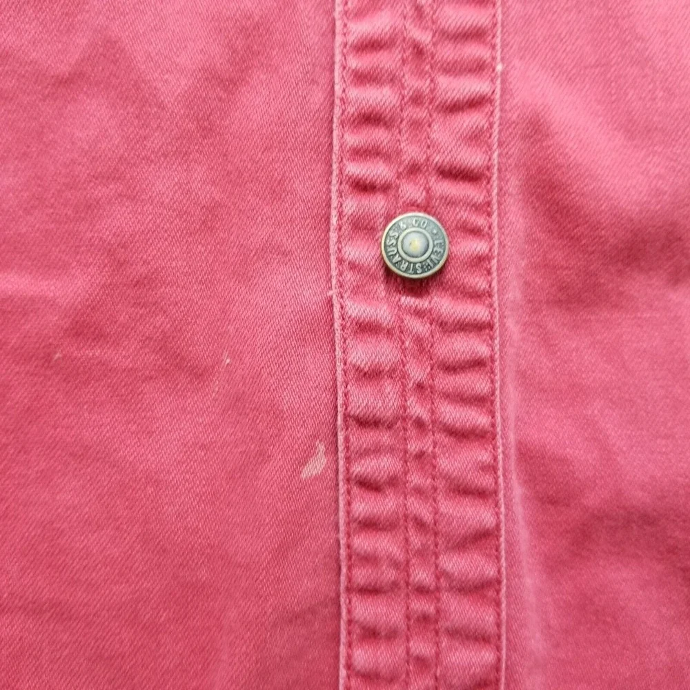 Levis Shirt Mens Medium Red Casual Button Up Long Sleeve Pockets Cotton‎